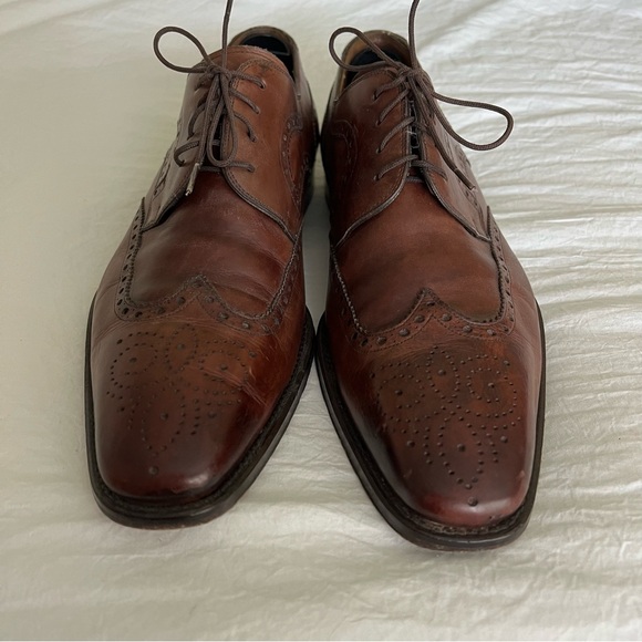 🤎 MAGNANNI~ Men's Wingtip BROWN All Leather Dress Shoes US 10.5 - Picture 6 of 16